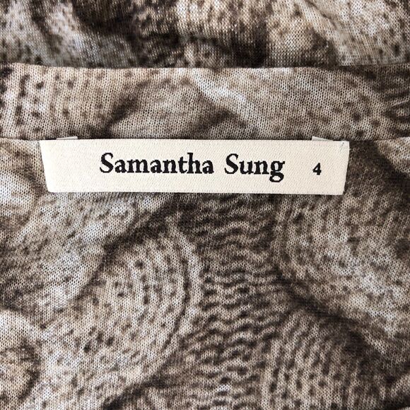 Samantha Sung Dress Brown Cable Knit Print Hand Painted Wool Silk Blend - Picture 4 of 8